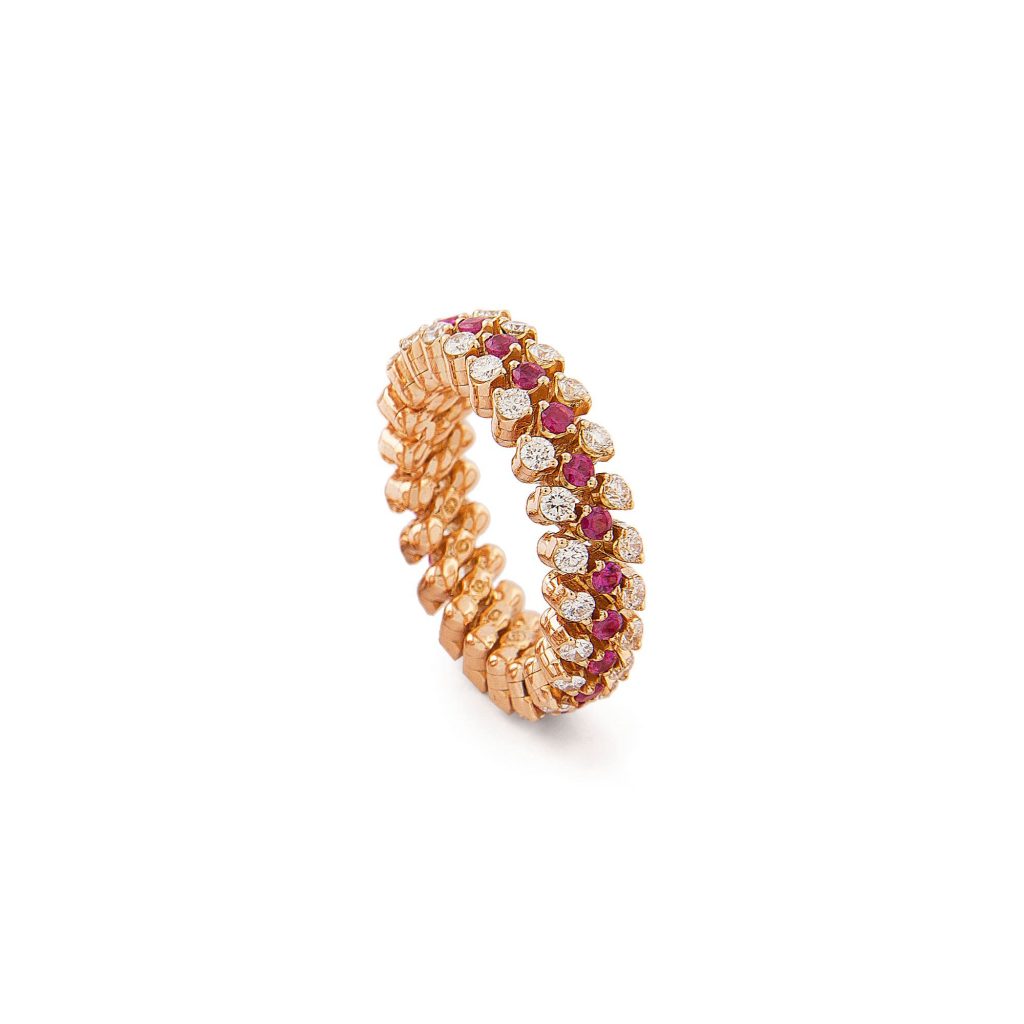 Brevetto Roségold Multi Size Ring mit Brillanten und Rubinen von Serafino Consoli bei Juwelier Fridrich in München