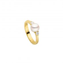 Gelbgold Ring mit Perle und Brillanten von Kollektion Fridrich bei Juwelier Fridrich in München
